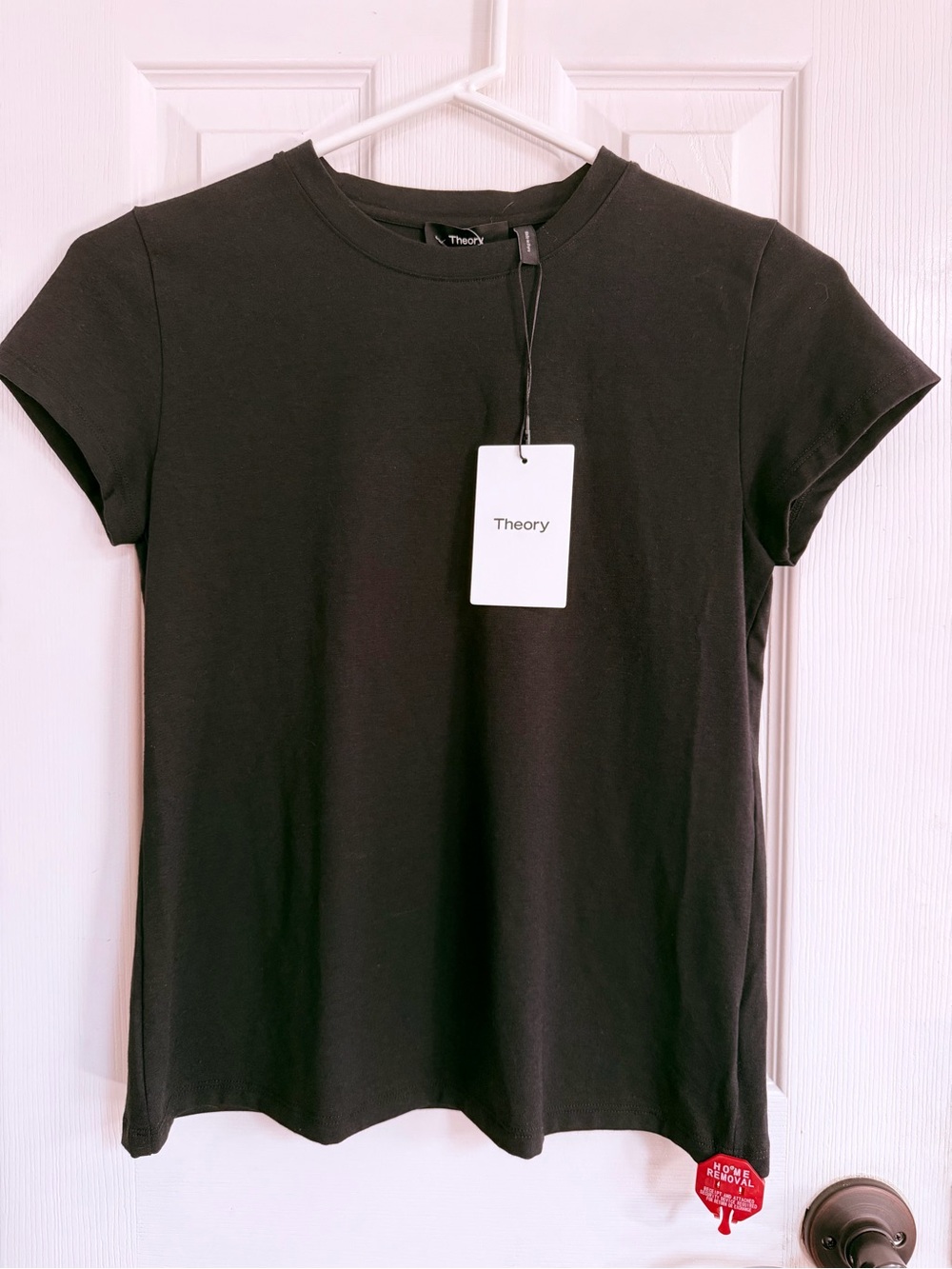 NWT Theory Black Short-Sleeve Crewneck tiny Tee 2 shirt ranmire knit S women’s